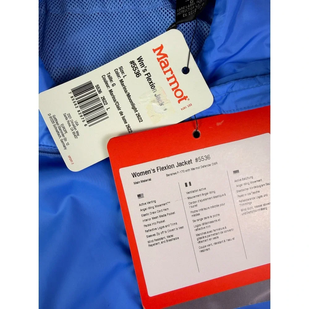 Marmot Women's Flexion Jacket‎ Size Large Blue Lightweight Windbreaker 5536